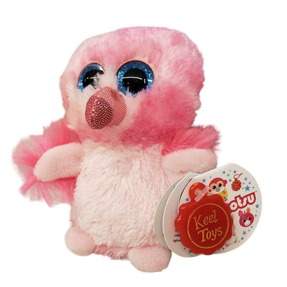 Keel Toys MINI MOTSU 4" Bean Bag Plush Single FIONA Pink Bird Blue Sparkle Eyes - Picture 3 of 9